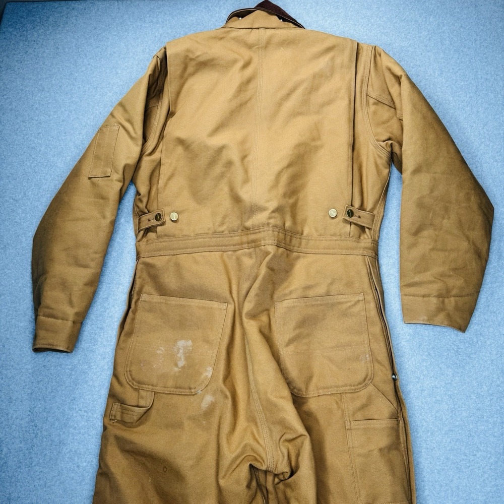Vintage Carhartt X01 BRN Quilt Insulated Duck Coveralls Mens 42 Regular USA READ - Picture 3 of 16